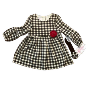 NWT Bonnie Baby Long Sleeve Top & Headband Black Cream 24M